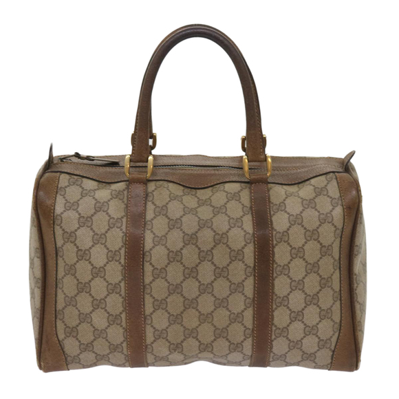 GUCCI GG Canvas Boston Bag PVC Beige Auth 65579 - Picture 2 of 16